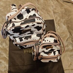 Wrangler Pink & Black Cowprint Backpack Set